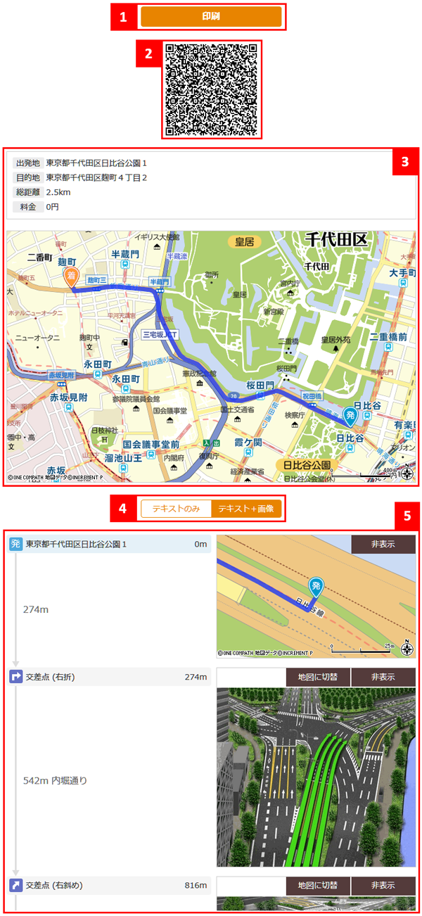 印刷設定画面の説明 地図サービス ドライブルート マピオン ヘルプ